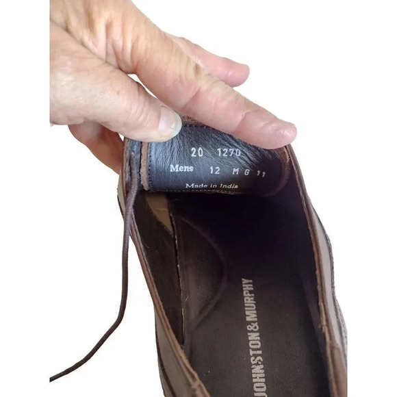 Johnston & Murphy Sheep Skin Brown Men's 12 M Lace Up Shoes Semi-Pointed Lace-Up - Picture 7 of 13